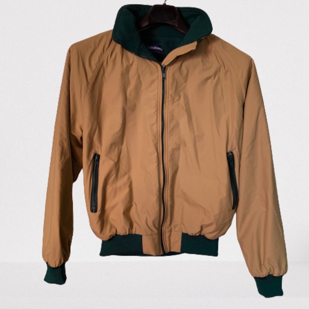 VTG HOLLOWAY men's jacket (green lining) Made in USA size LARGE/100%polyester